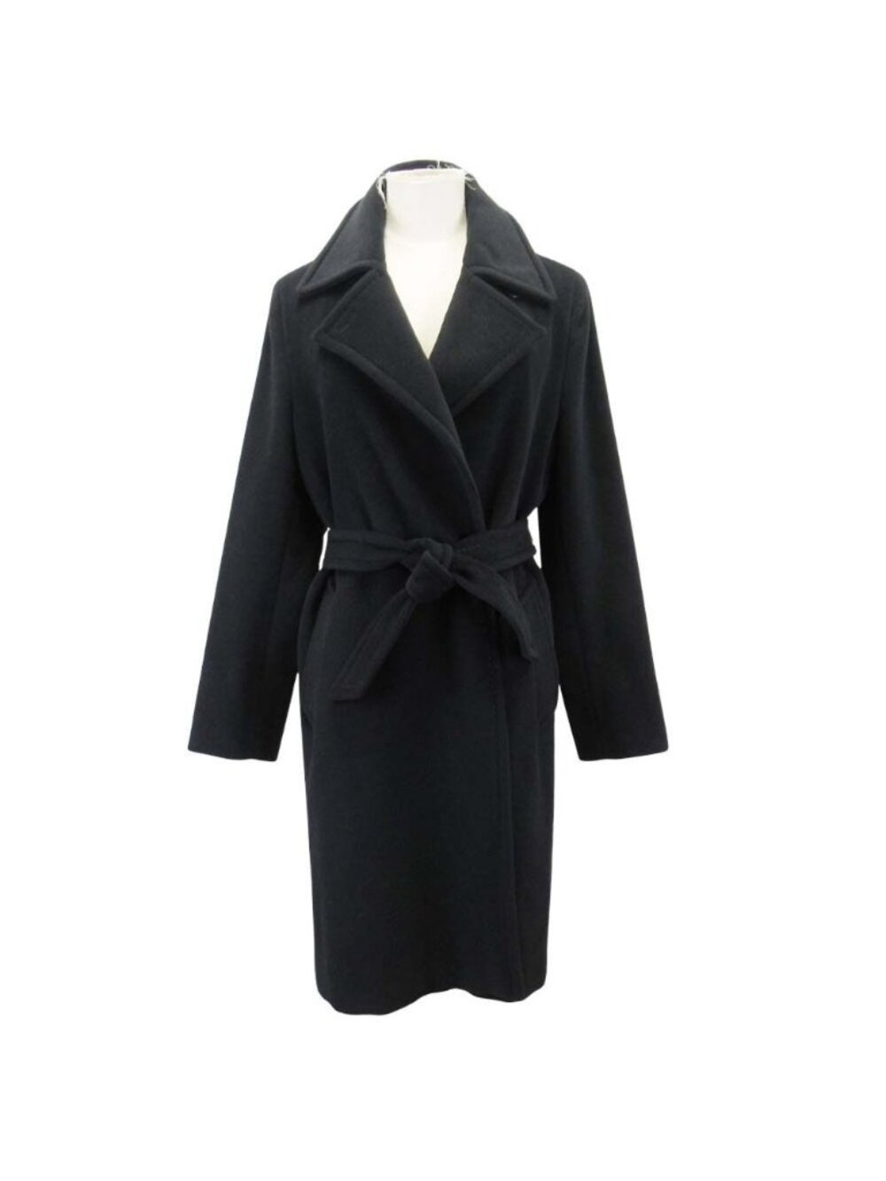 Max Mara Silver Tag Wool Angora Melton Belted Coat Double Breasted 36 Black